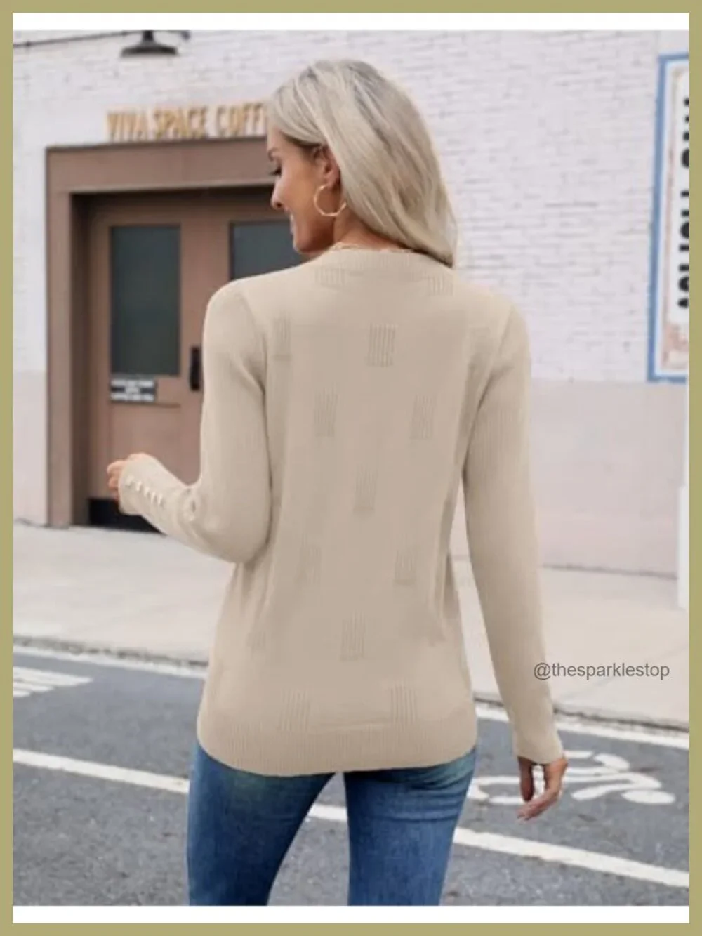 Women's V Neck Sweater Long Sleeve Knit Pullover Ribbed Top Button Cuff Work